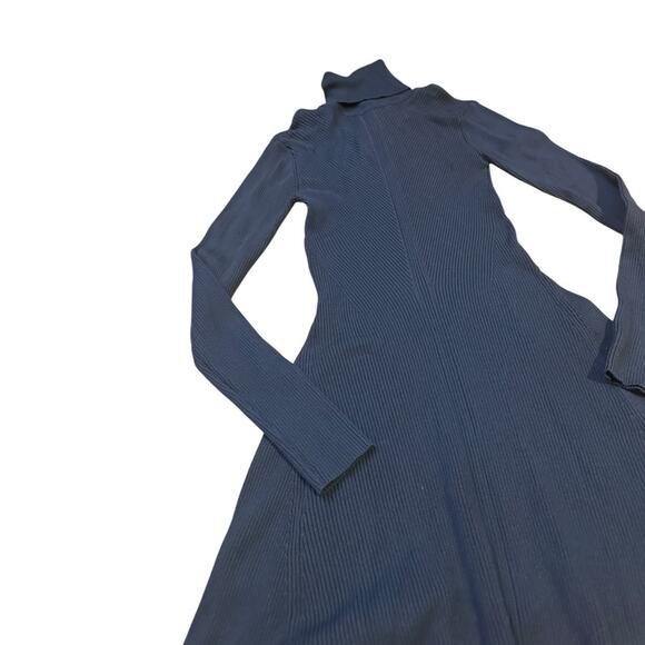 Zara Blue Ribbed Turtleneck Sheath Dress e - Picture 4 of 8